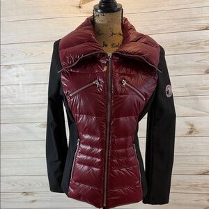 Stylish Maroon and Black Puffer Jacket